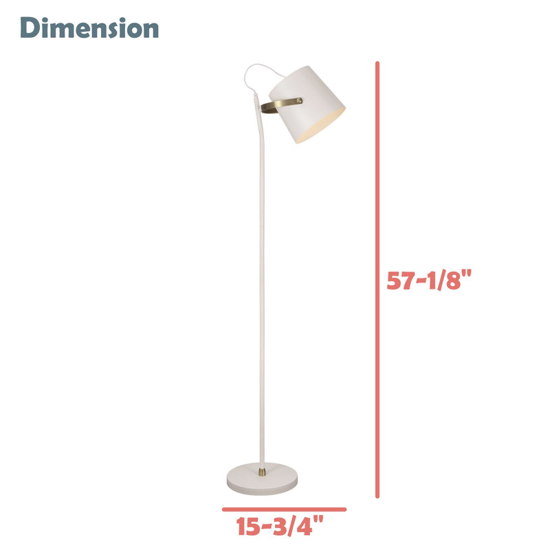 #42001-54-1, Floor Lamp,57-1/8"H,E26 Socket,Bulb Not Included, Matte White, Matte White