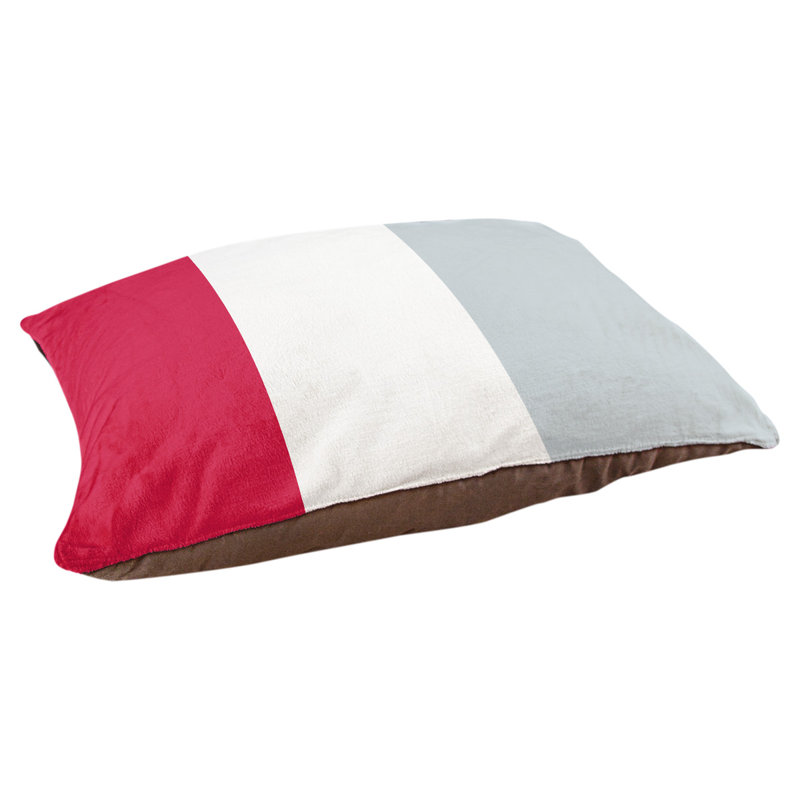 Coussin rectangulaire designer New York Bronx, Grand (L 40 po x l 50 po), Rouge / blanc / argent