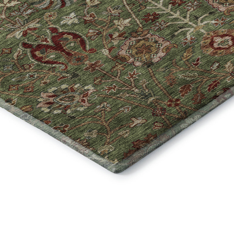 Tapis floral lavable à la machine de qualité supérieure Dahl AMF1085, Rectangulaire 8 pi x 10 pi