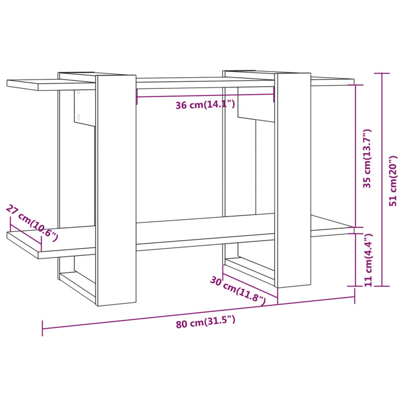 Gerilyn 51cm H Etagere Bookcase, High Gloss White, 51cm H x 80cm W x 30cm D