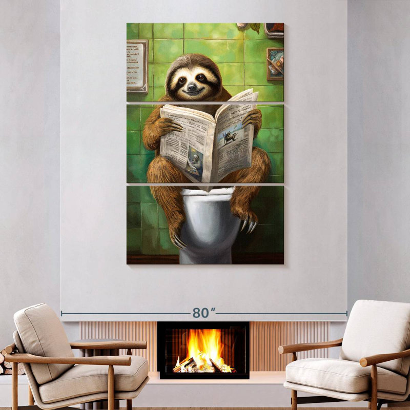 Ketti Sloth On A Toilet, 74" H x 48" W
