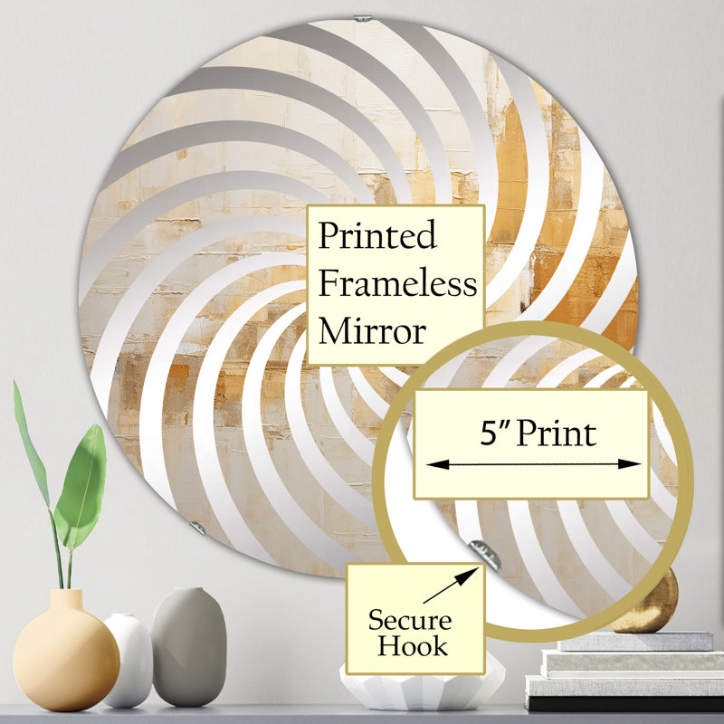 Minimalisme beige Horizon I - miroir décoratif Vortex-MIR114572-Rond, 23,6 po x 23,6 po