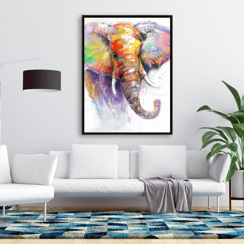 «Beautiful And Colorful Elephant», reproduction sur toile, H 36 po x l 24 po