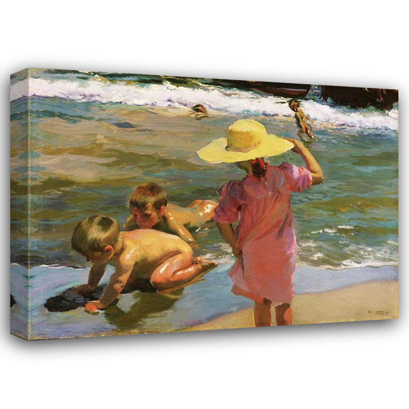 Art sur toile tendue par Red Barrel Studio® Sorolla, Joaquin Gallery: Children at the Seashore, H 19 po x l 24 po