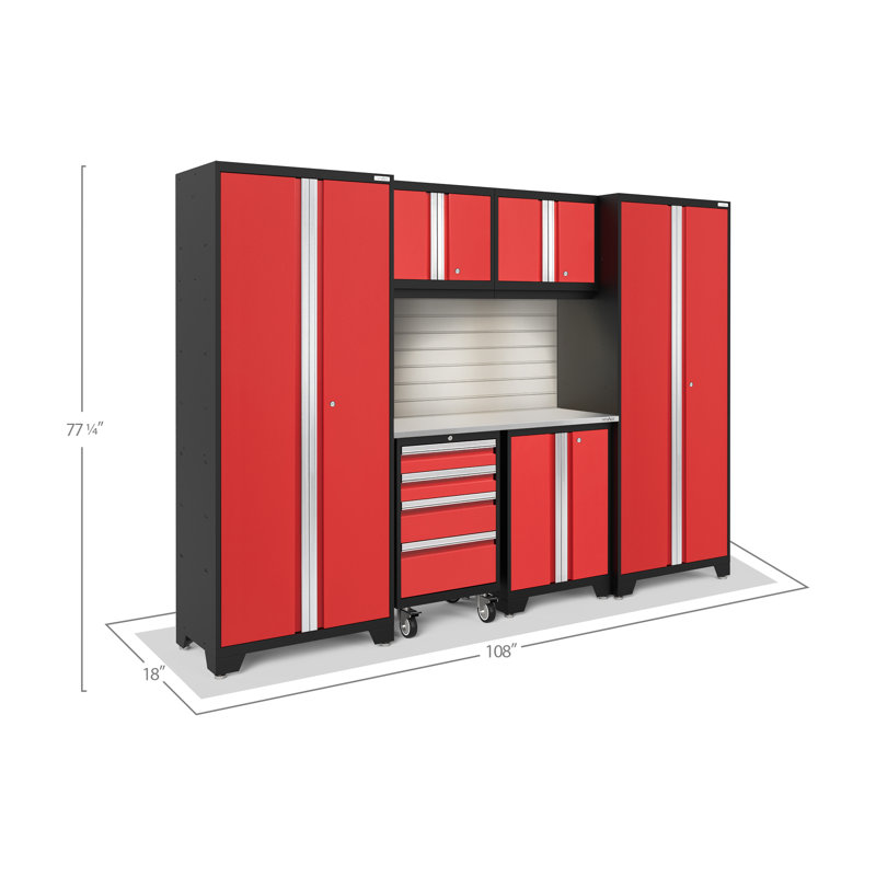 Ensemble de rangement complet 7 pièces Bold Series, Rouge, Lumière LED, Acier Inoxydable