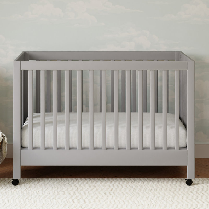 Maki 2-in-1 Convertible Portable Crib, Gray