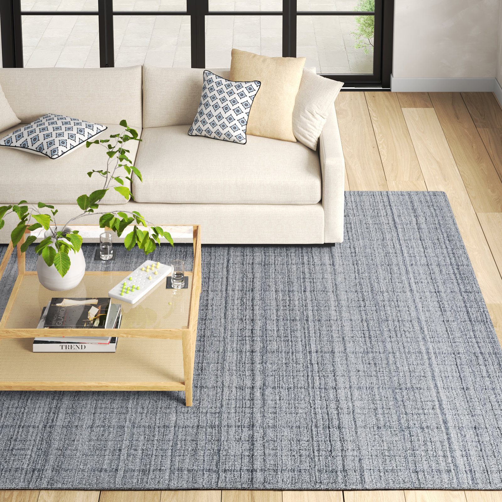 Eldine Hand-Woven Abstract Rug, Rectangle 9' x 12'