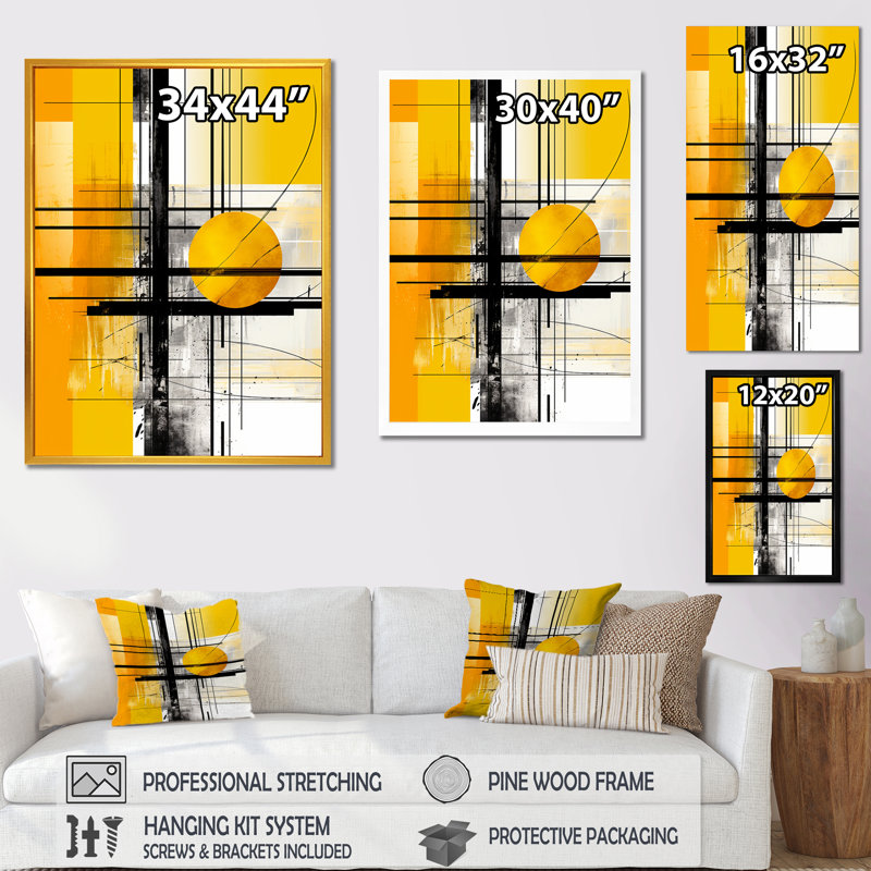Yellow Brilliant Echoes Abstract Collages II - Abstract Collages, art mural encadré, Toile tendue