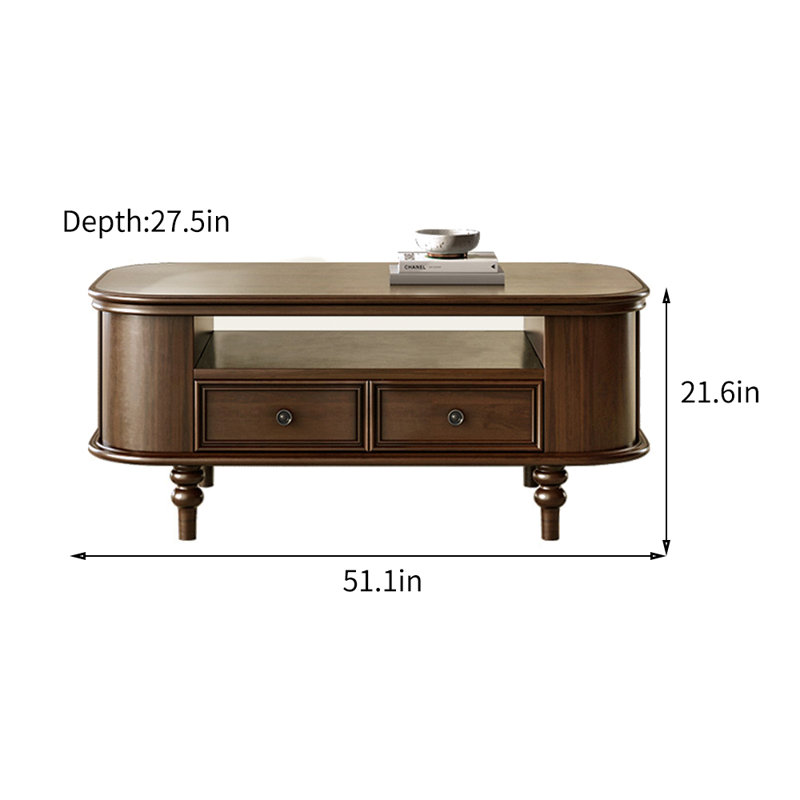 Table basse European Country Retro, Noyer clair