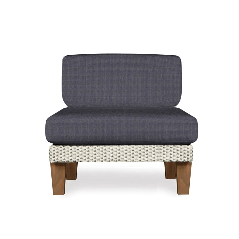 Catalina Outdoor Teak Lounge Chair, Beach Navy, Linen