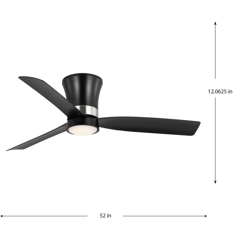 52-in Three-Blade Modern Ceiling Fan, Matte Black