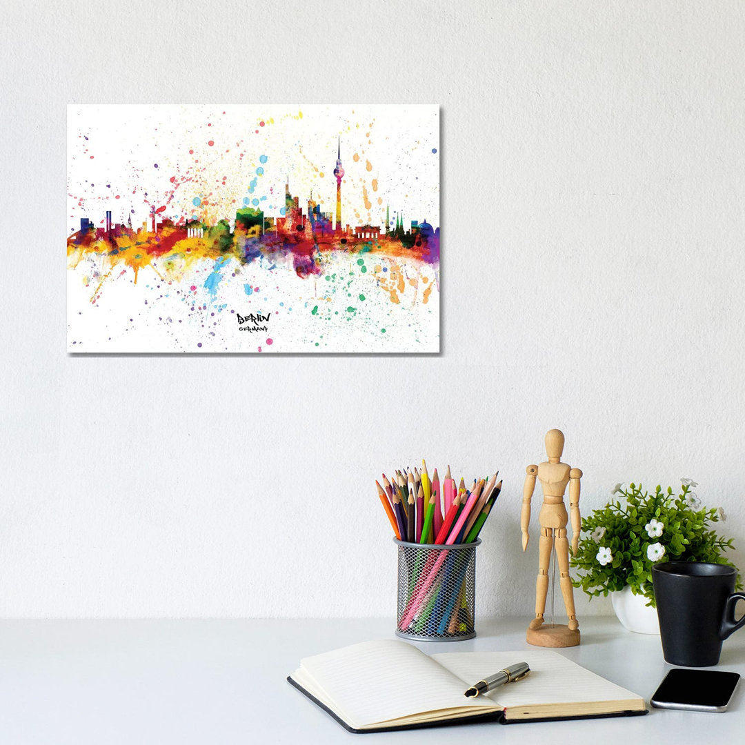 Berlin Germany Skyline Splash by Michael Tompsett - Wrapped Canvas Gallery-Wrapped Canvas Giclée