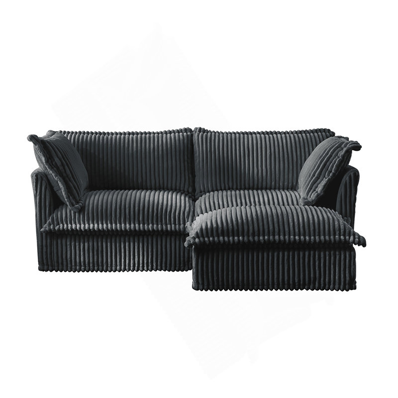 Canapé modulaire 2 places à housse avec repose-pieds convertible, siège large et profond en forme de L avec housse amovible