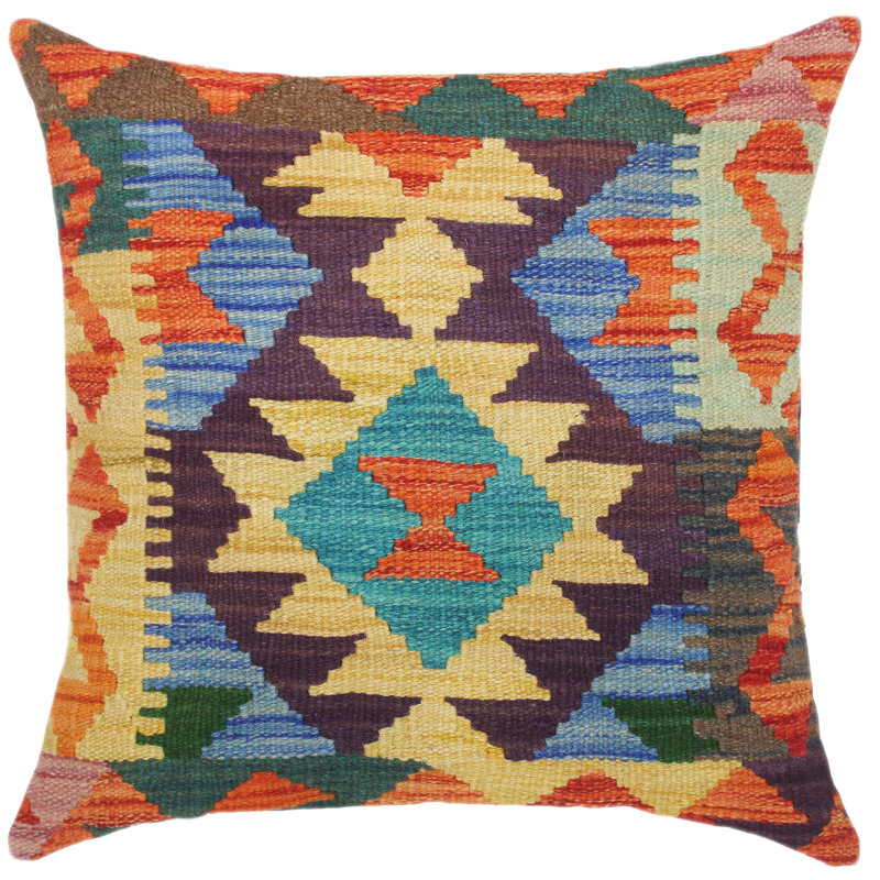 Housse et insert de coussin carré en laine tissé à la main