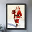 Art mural rétro noir encadré père Noël qui boit joyeusement-1174178096