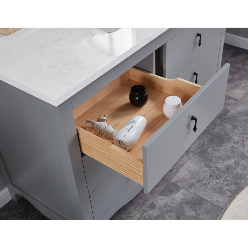 48" Solid Wood Sink Vanity  With 1' Artificial Stone Top, Cadet
