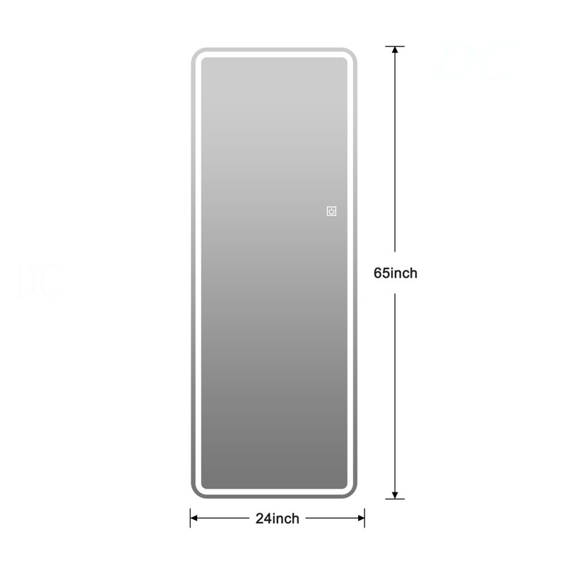65"X24" Full Length Floor Mirror LED Whole Body Mirror, Wall Mounted Hanging Mirror With Lights, Makeup Vanity Mirror, Bedroom Full Size Body Mirror With Dimming & 3 Color Modes