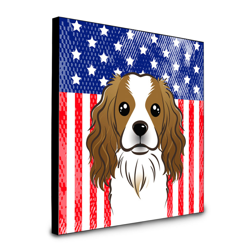 « american flag », art encadré Macomb, Épagneul cavalier