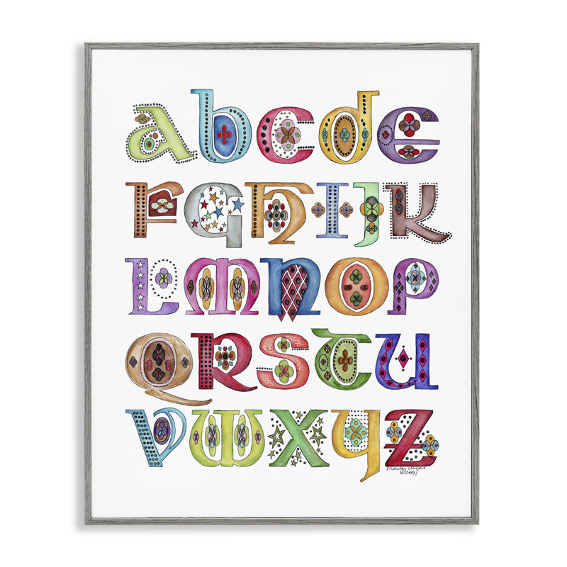 «Boho Whimsical Alphabet», art de la giclée encadrée par Marley Ungaro, Estampe numérique Farmhouse, H 20 po x l 16 po