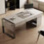 Bureau d'ordinateur en bois massif, bureau en cuir avec armoires latérales-875818192-875818197-875818194