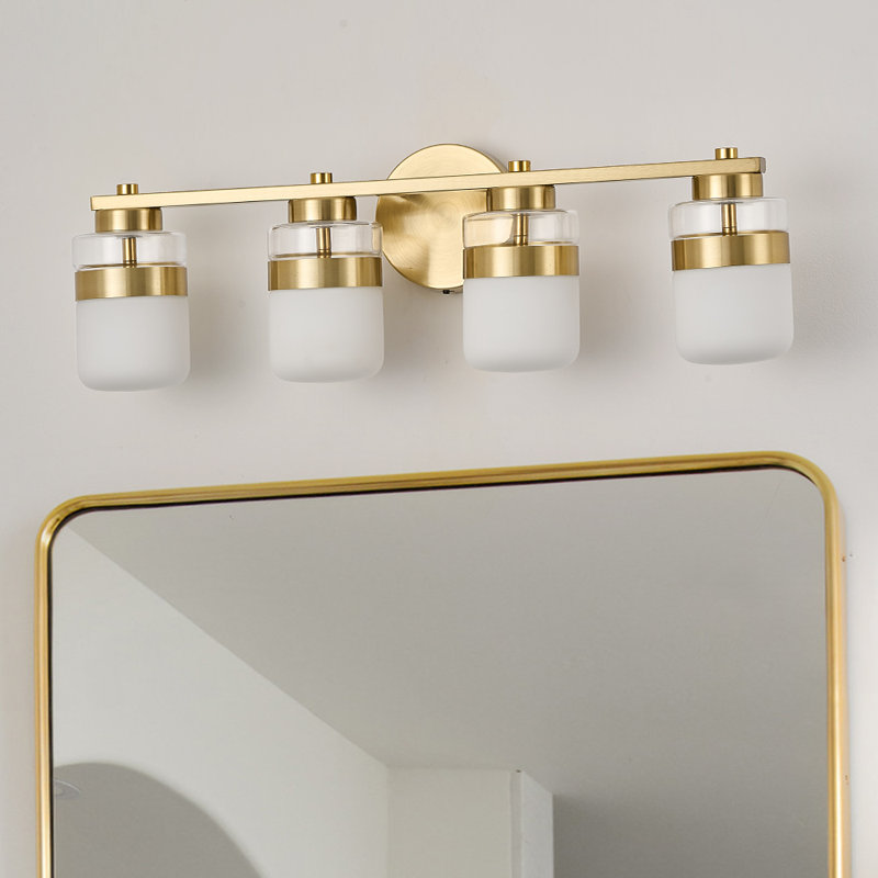 Luminaire de salle de bain 4 lumières à intensité variable dorée