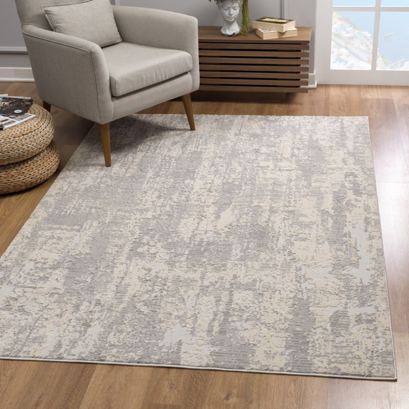 Rug Branch Tranquil 7' x 10' (6'6" x 9'6") Grey/Beige Abstract Indoor Area Rug, Contemporary, Medium Pile, Stain-Resistant Carpet - Living Room, Bedroom, Dining Room, and Kitchen