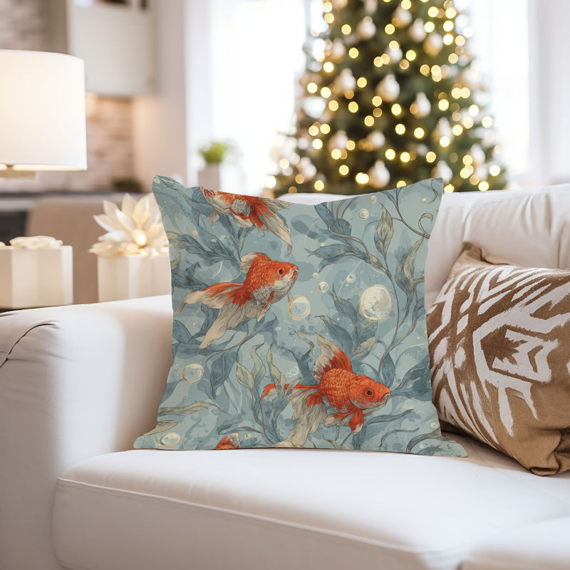 Housse de coussin nautique Beach and Coastal, Bleu / rouge nautique / plage 1, Carré 18 po