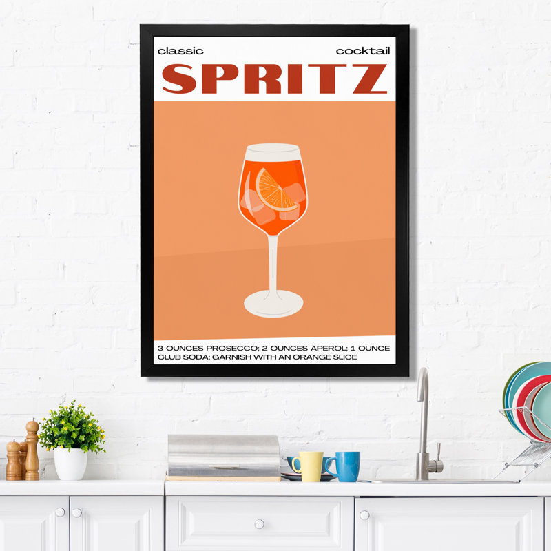 Orange Spirz Cocktail Party - Art mural cocktails, Cadre photo noir simple, H 20 po x l 12 po