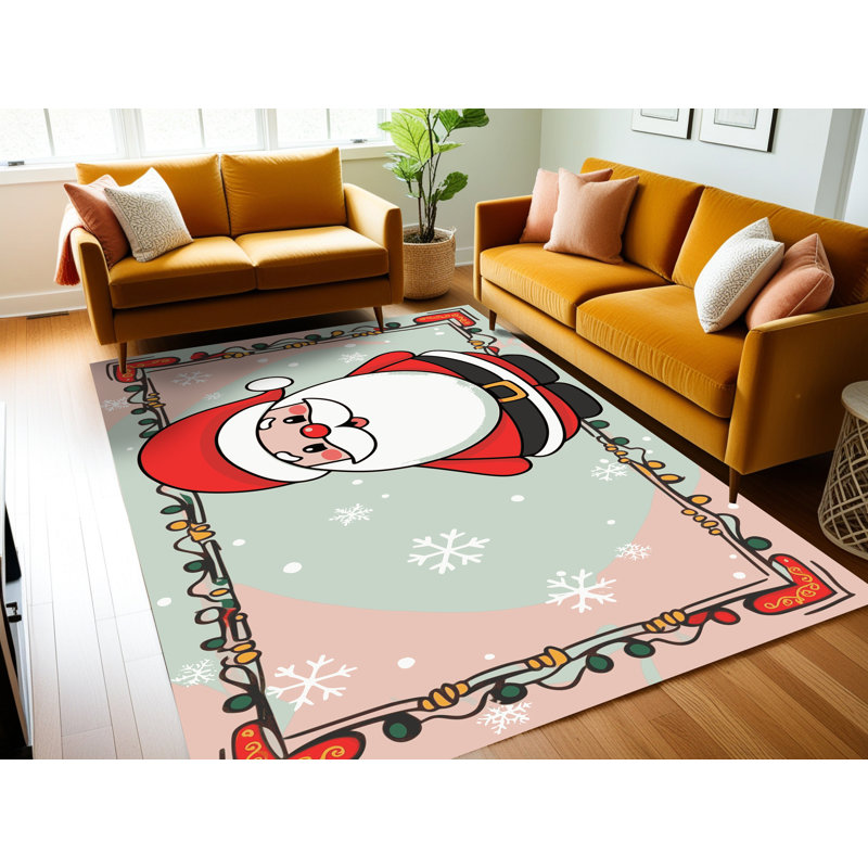 Tapis de vacances d'hiver de Noël lavable The Holiday Aisle®, Rectangulaire 8 pi x 10 pi