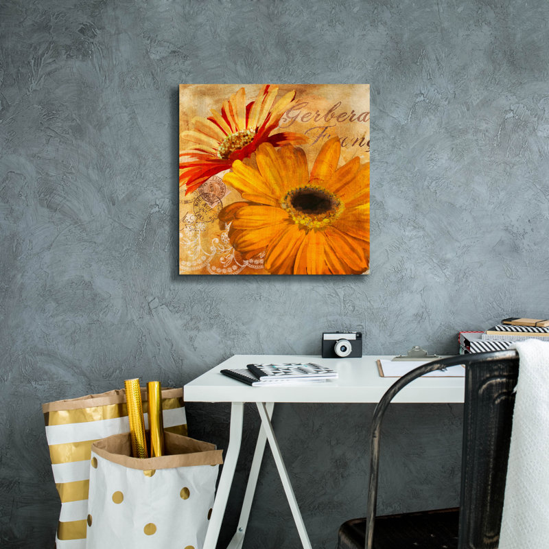 'Golden Gerbera 2' by Art Licensing Studio Canvas Wall Art