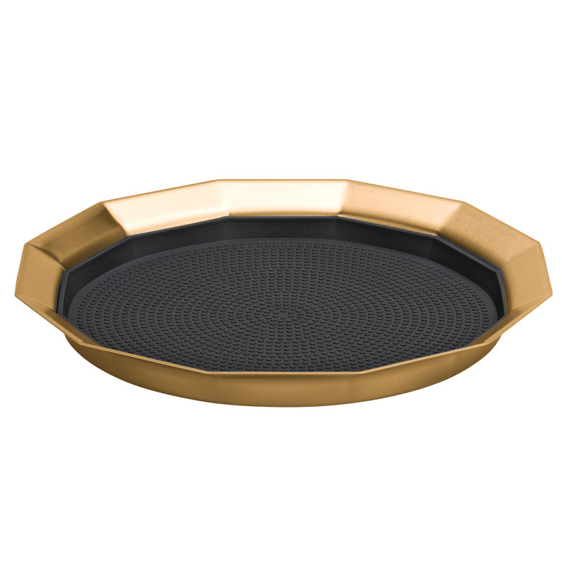 Twelve Sided Stainless Steel Tray, Gold, 1.75"H x 11" W x 11" D