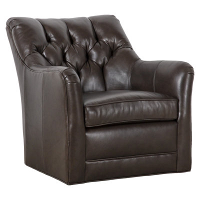 Emery Leather Swivel Tufted Club Chair