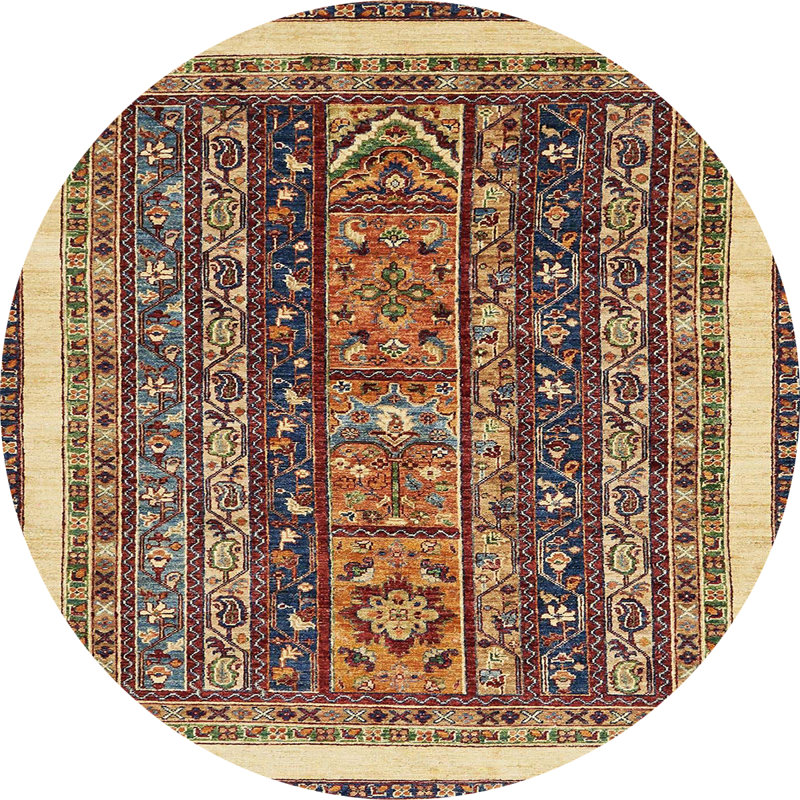 Tapis décoratif multicolore à motif abstrait, Rond 8 pi