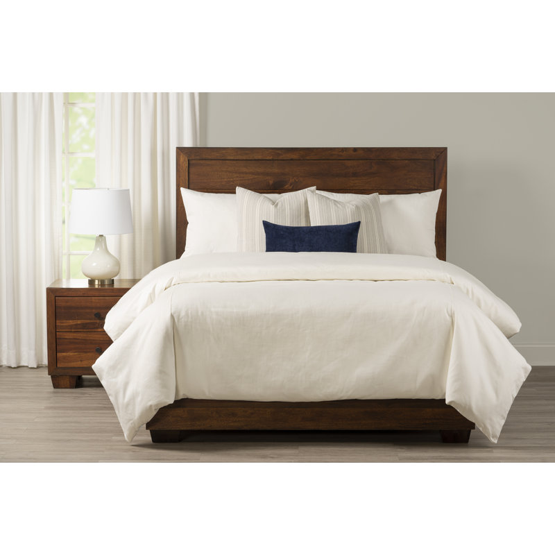 Ensemble de housse de couette et insert 100% coton de style denim blanc, Housse de couette double + 2 taies décoratives +