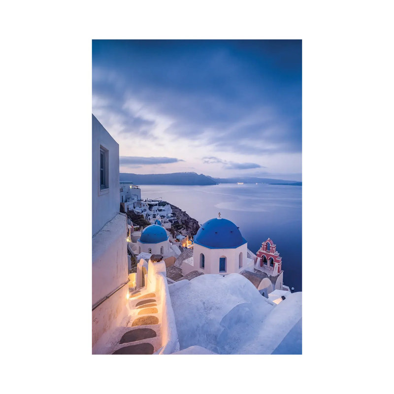 Ville d'Oia au crépuscule, Santorini, Grèce, H 60 po x l 40po x P 1,5 po