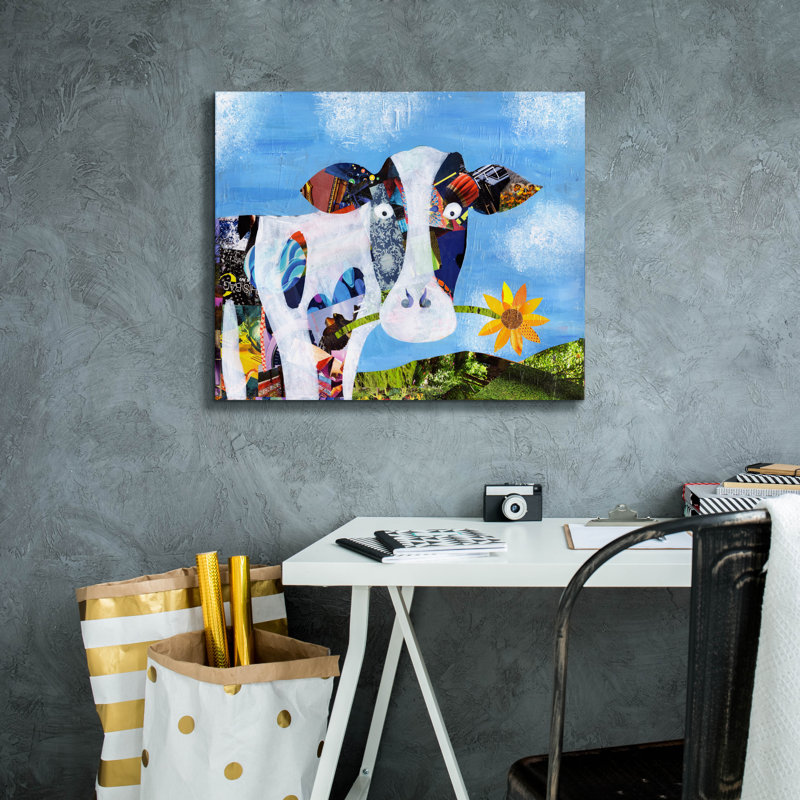 «Cow» par Artpoptart, art mural sur toile, H 20 po x l 24 po x P 0,75 po