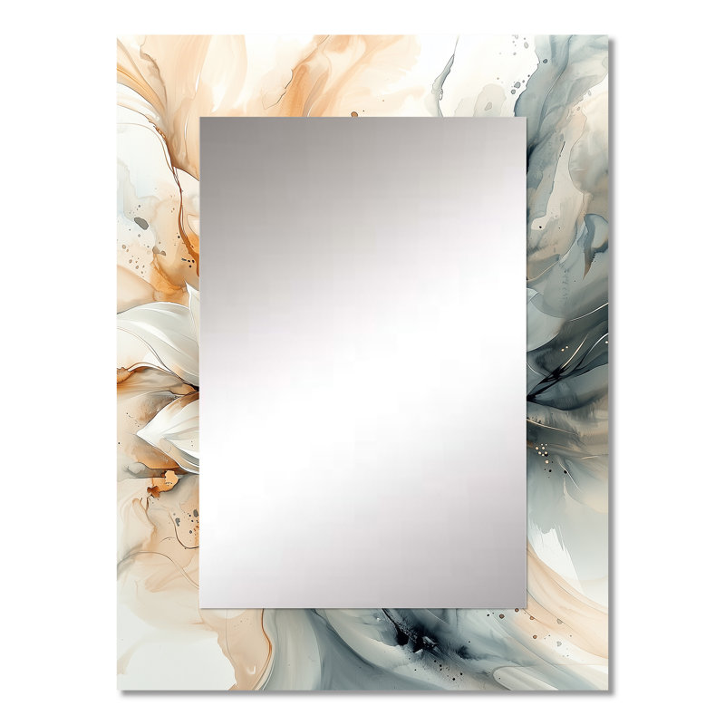 «Modern Twist Of Dahlia Flower IV - Dahlia Unique Wall Mirror Decor», grand miroir traditionnel, impression sur métal