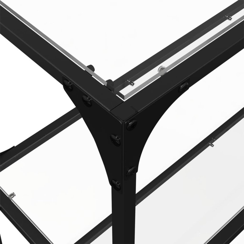 Console Table With Glass Top Steel, 81cm H x 118.5cm W x 30cm D, Transparent