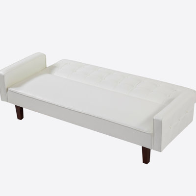 74.4'' Faux Leather Square Arm Sofa Bed