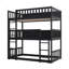 Lit superposé simple en bois d'hévéa triple avec échelles et garde-corps de protection-92055160