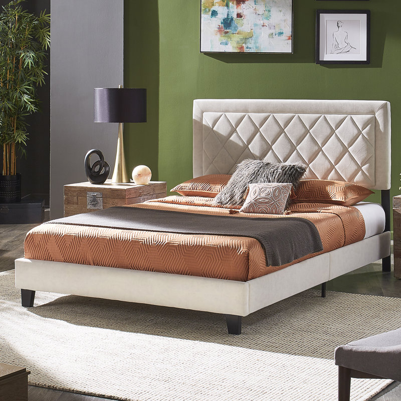 Aguadilla Upholstered Platform Bed, Creamy White, Queen