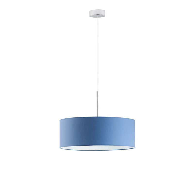Aubryn 3 - Light Drum Pendant, Blue, Chrome, 120cm H x 40cm W x 40cm D