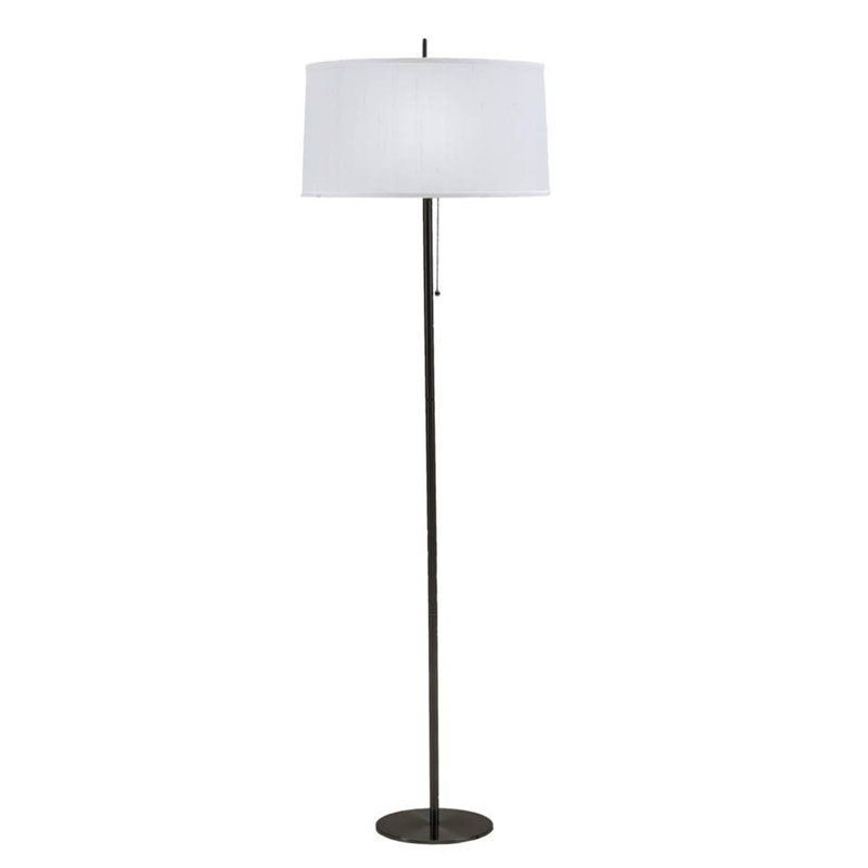 Juley 68'' Traditional Floor Lamp, Black with White Linen Shade