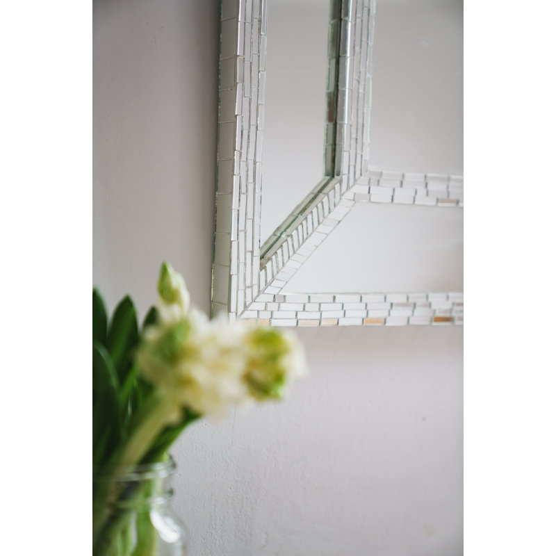 Flat Wall Mirror, White, 60cm H x 60cm W