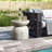 15.8" H Gray Round Outdoor Side Table, Rustic Cement-Look Patio Table-1834941785