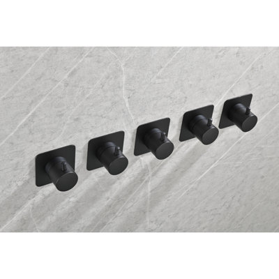 3/4" Cast Metal Adjustable Shower Valve - Matt Black, Brass Handle, , Rust, Easy To Install And Manage 4.78 Lb Black Metal, Adjustable, Corrosion Resistance, Rust Prevention, Fit