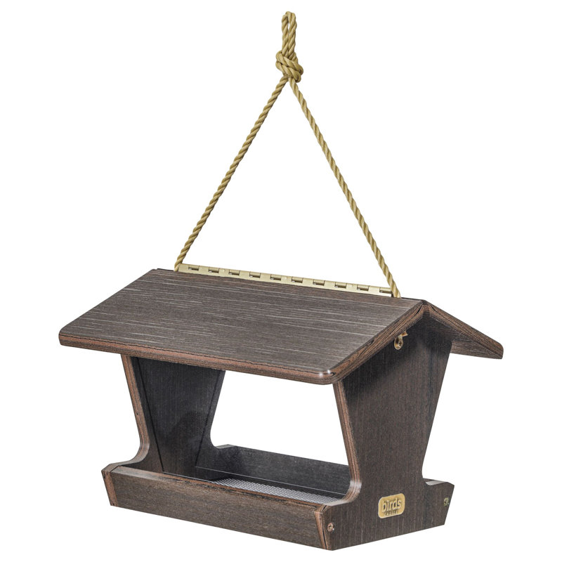 Brazilian Walnut Hanging Plastic Hopper Bird Feeder