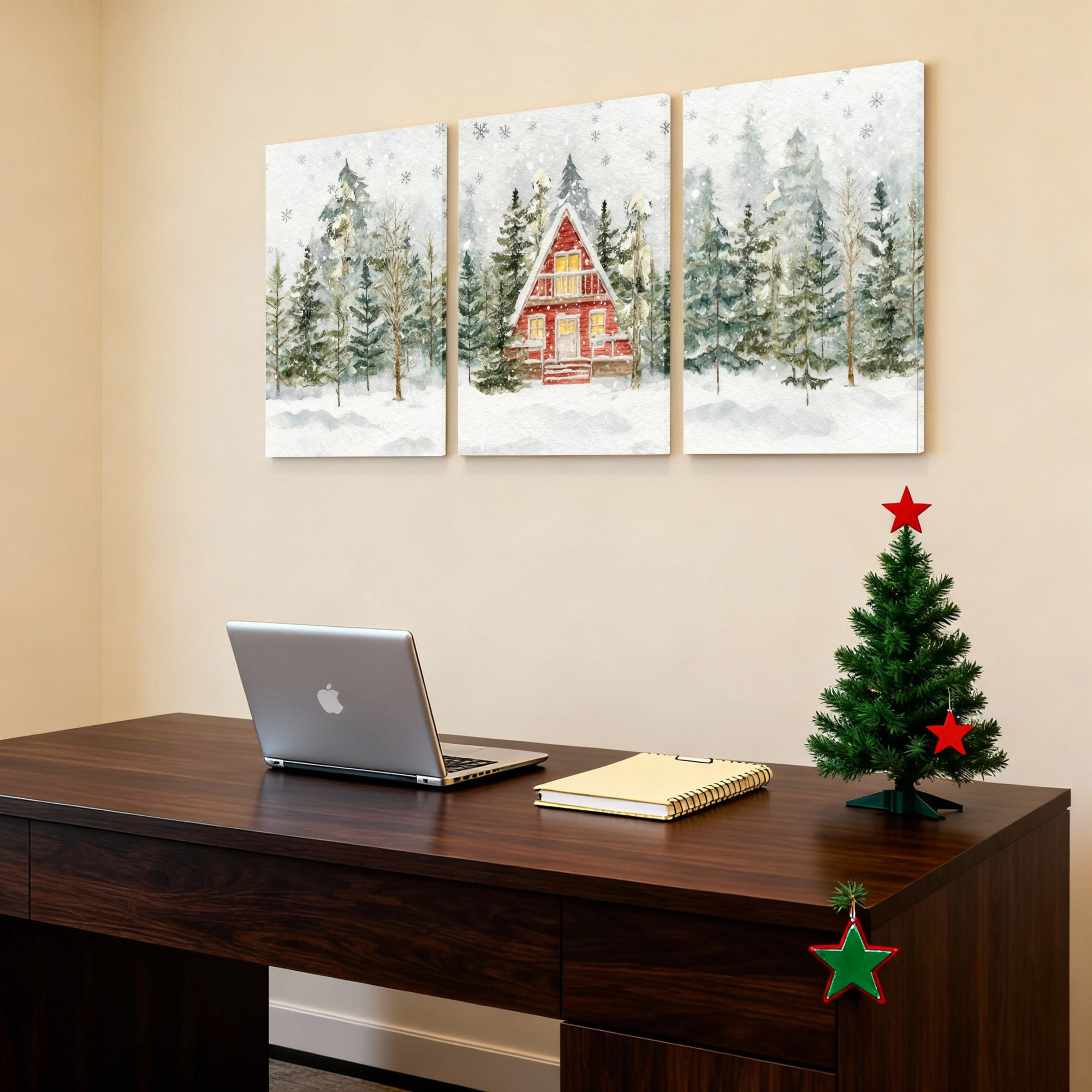 The Holiday Aisle® Winter Cabin in Snowy Forest Canvas Wrapped Wall Art ...