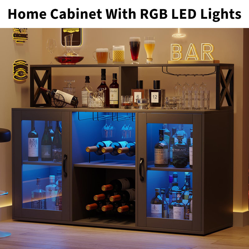 Wine Bottle & Glass Rack Black