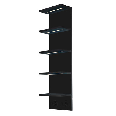 Étagère lumineuse à DEL à 5 niveaux avec 2 crochets, étagère utilitaire colonne, noir Sorbus